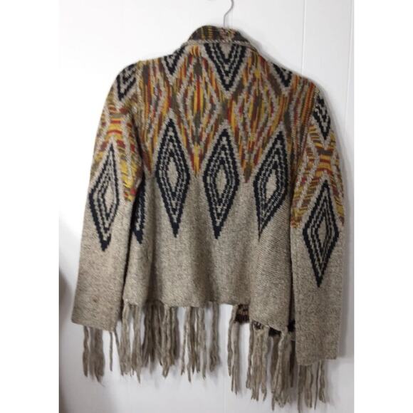 Cliche' Couture Cardigan Medium S Open Front Sweater Fringe - Picture 2 of 3